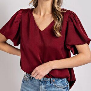 NWT - eesome V-neck Puff Sleeve Blouse Top - sIze S